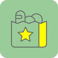 Grocery Bag Filled Yellow Icon vector