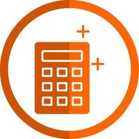 Calculator Glyph Orange Circle Icon vector