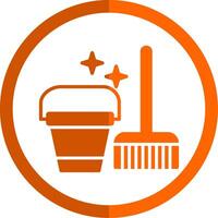 Cleaning Tools Glyph Orange Circle Icon vector