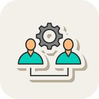 Team Work Line Filled White Shadow Icon vector