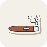 Cigar Line Filled White Shadow Icon vector