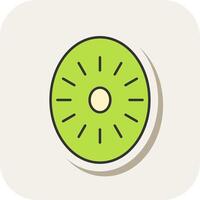 kiwi línea lleno blanco sombra icono vector