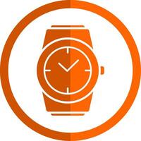 Stylish Watch Glyph Orange Circle Icon vector