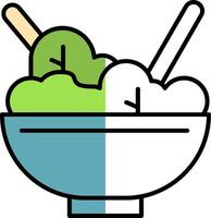 Salad Bowl Filled Half Cut Icon vector