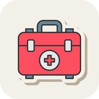 First Aid Box Line Filled White Shadow Icon vector