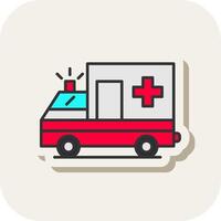 Ambulance Line Filled White Shadow Icon vector