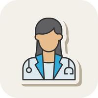 Female Doctor Line Filled White Shadow Icon vector