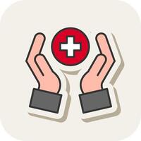 Health Care Line Filled White Shadow Icon vector