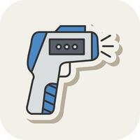 Thermometer Gun Line Filled White Shadow Icon vector
