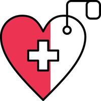 cardiología lleno medio cortar icono vector