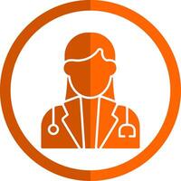 Female Doctor Glyph Orange Circle Icon vector
