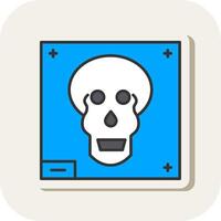 Skull X - ray Line Filled White Shadow Icon vector