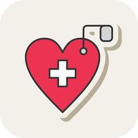 Cardiology Line Filled White Shadow Icon vector
