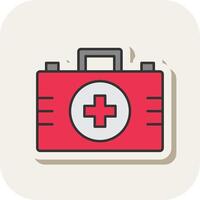 First Aid Kit Line Filled White Shadow Icon vector