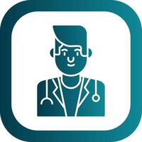 Male Doctor Glyph Gradient Round Corner Icon vector