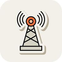 Telecommunications Line Filled White Shadow Icon vector