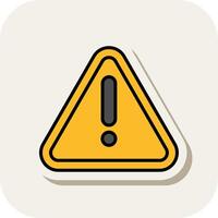 Warning Sign Line Filled White Shadow Icon vector