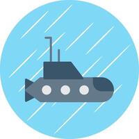 submarino plano azul circulo icono vector