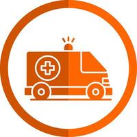 Ambulance Glyph Orange Circle Icon vector