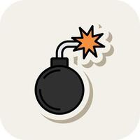 Bomb Line Filled White Shadow Icon vector