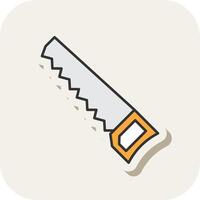 Handsaw Line Filled White Shadow Icon vector