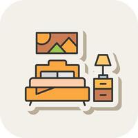 Bedroom Line Filled White Shadow Icon vector