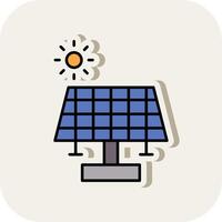 solar panel línea lleno blanco sombra icono vector