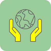 Save the Planet Filled Yellow Icon vector
