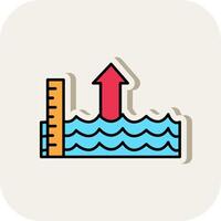 Sea Level Rise Line Filled White Shadow Icon vector