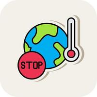 Stop Global Warming Line Filled White Shadow Icon vector