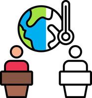 Global Warming Debate Filled Half Cut Icon vector