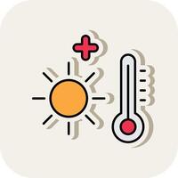 Heat Wave Line Filled White Shadow Icon vector