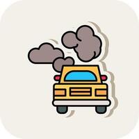 Car Pollution Line Filled White Shadow Icon vector