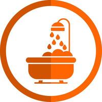 Bathtub Glyph Orange Circle Icon vector