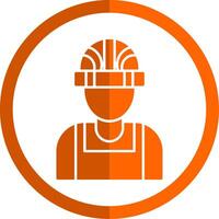 Builder Male Glyph Orange Circle Icon vector