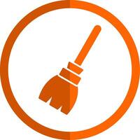 Broom Glyph Orange Circle Icon vector