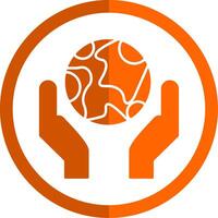 Save the Planet Glyph Orange Circle Icon vector