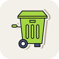 Trash Bin Line Filled White Shadow Icon vector