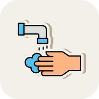 Washing Hands Line Filled White Shadow Icon vector