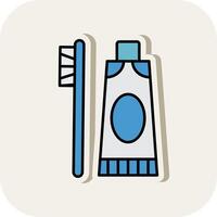 Toothpaste Line Filled White Shadow Icon vector