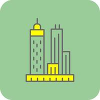 Skyscrapers Filled Yellow Icon vector