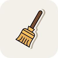 Broom Line Filled White Shadow Icon vector