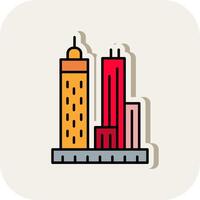 Skyscrapers Line Filled White Shadow Icon vector