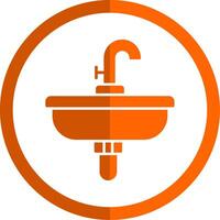 lavabo glifo naranja circulo icono vector