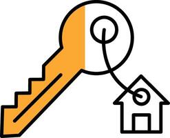 House Key Filled Half Cut Icon vector