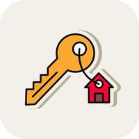 House Key Line Filled White Shadow Icon vector