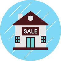House for Sale Flat Blue Circle Icon vector