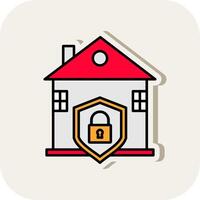 House Protection Line Filled White Shadow Icon vector