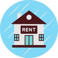 House for Rent Flat Blue Circle Icon vector