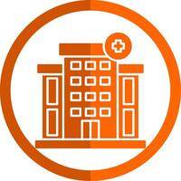 Hospital Glyph Orange Circle Icon vector